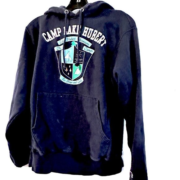 Camp Lake Hubert Champion Reverse Weave Size Small Hoodie Vintage Y2k - Picture 2 of 10